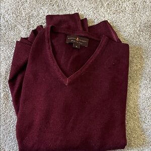 Robert Talbott Burgundy V-Neck Sweater 100% wool